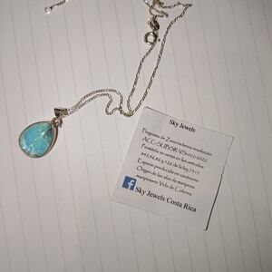 Sky Jewels Silver and Blue Teardrop Necklace